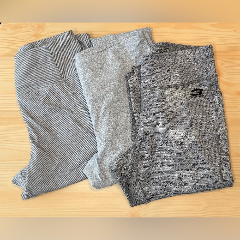 Skechers Danskin Kyodan | 3 Pair Bundle Patterned Gray Athletic Leggings | L